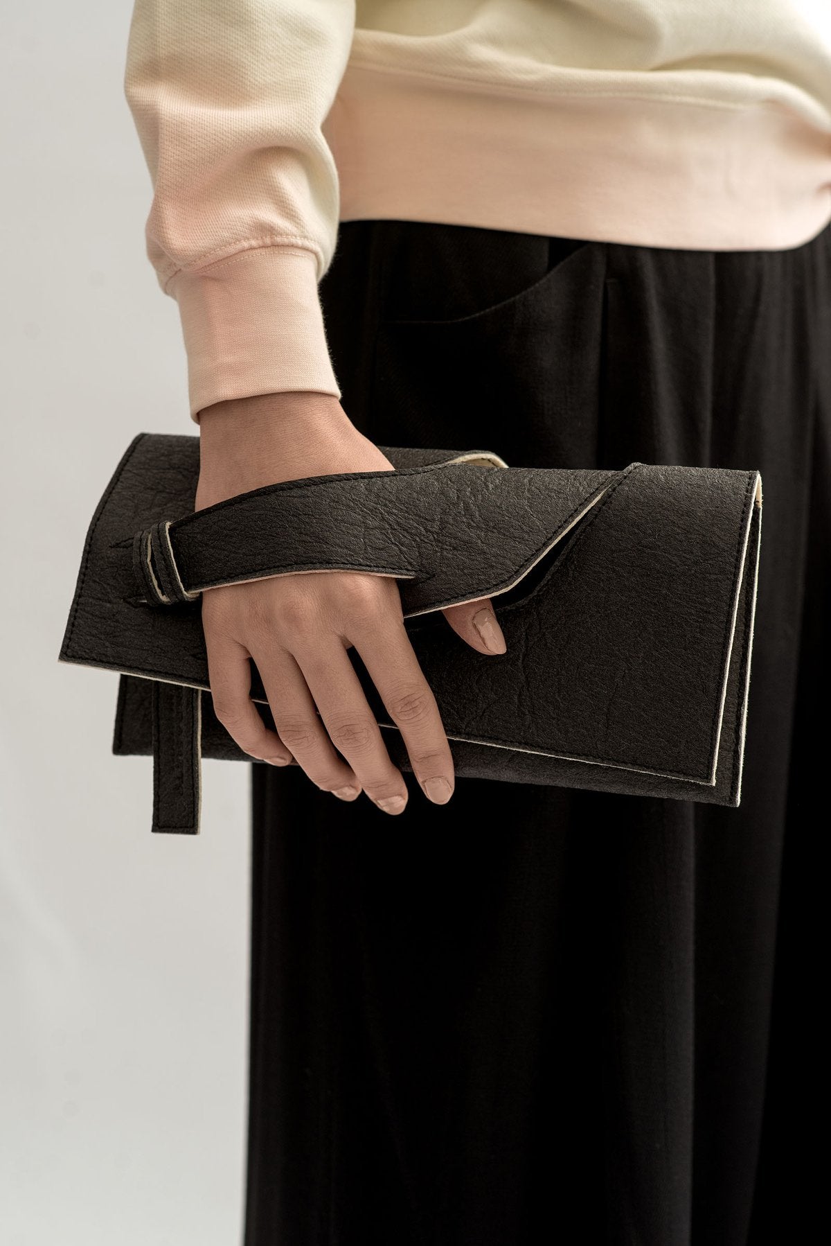 Mini Diagonal Extra Slashed Clutch - Alternative Charcoal