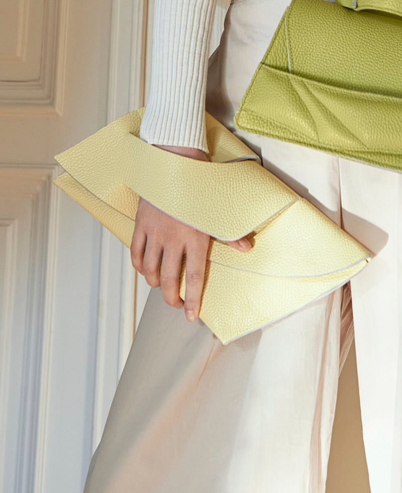 Diagonal Slashed Clutch - Size + Colour Options