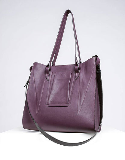 Sculpted Contrast Tote Bag - Wine + Colours