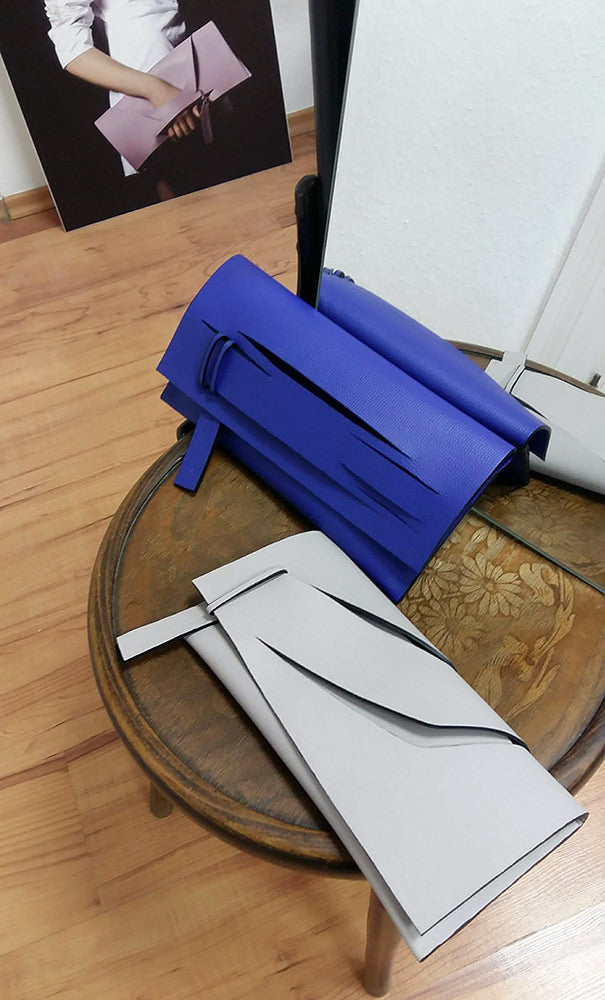 Mini Horizontal Slashed Clutch - Ultramarine Blue